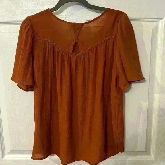 Nanette Womens Burnt Orange Flowy Flutter Short Sleeve Blouse Size Small - Picture 4 of 5
